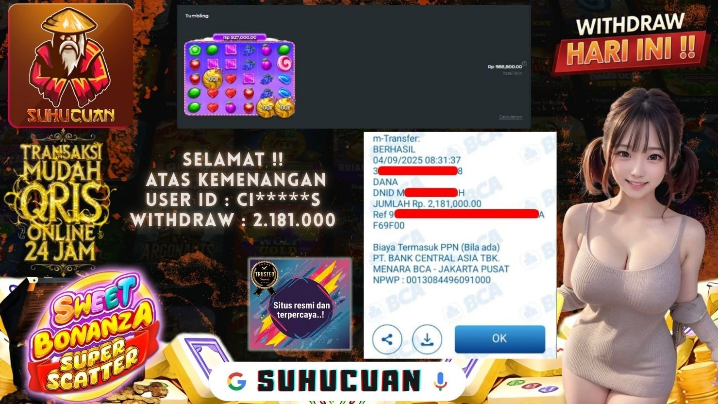 SUHUCUAN JACKPOT SLOT SWEET BONANZA SUPER SCATTER